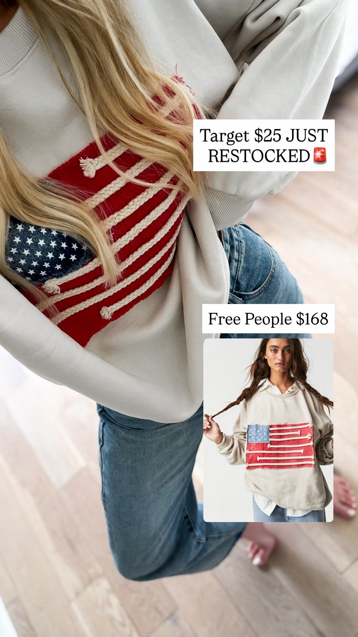 Viral Target flag sweatshirt restocked🚨LOVE this target flag sweatshirt that looks EXACTLY like the $168 free people one! JUST RESTOCKED in most sizes! SO soft inside! I sized up to the medium for an oversized fit! Only $25! Selling fast! @Target

#LTKootd #LTKSeasonal #LTKdayinmylife