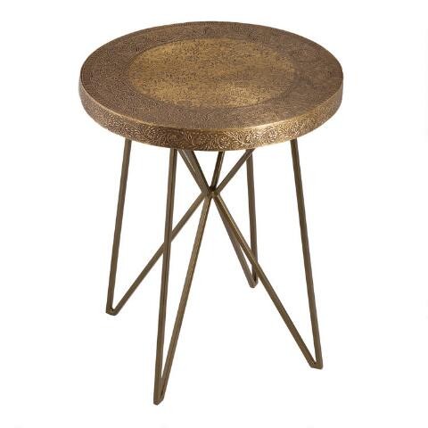 Gold Metal Clad Mandala Accent Table | World Market
