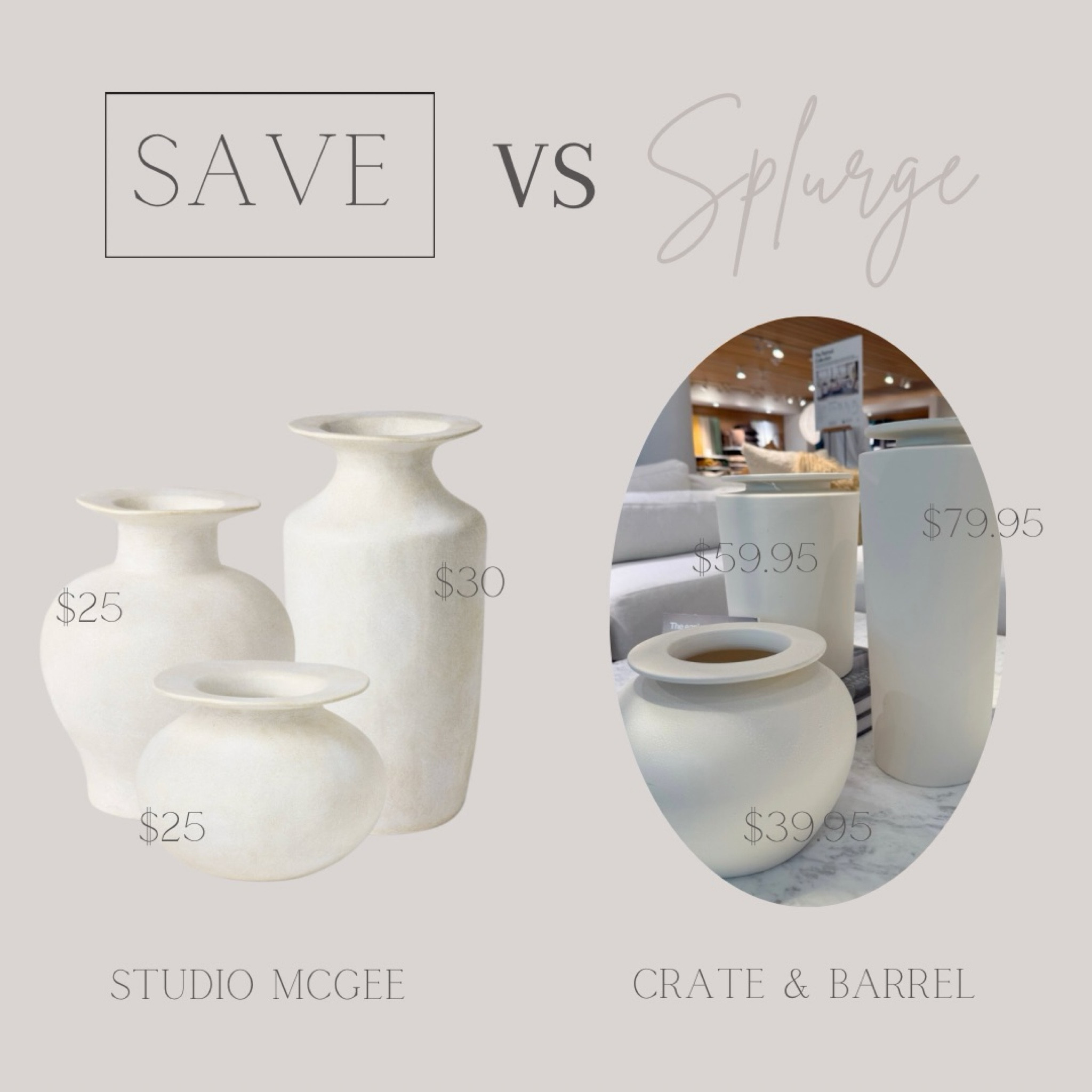 Save VS Splurge 

White vase, neutral decor, home decor, organic modern decor, neutral home 


#studiomcgee #target #crate&barrel 

#LTKHome
