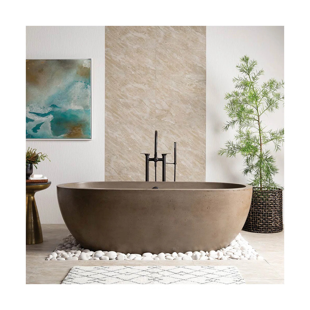 Native Trails Avalon NativeStone Freestanding Soaking Cement Bathtub & Reviews | Perigold | Perigold