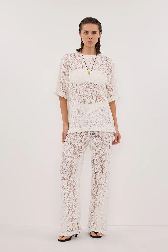 WILMA WHITE LACE TEE | DISSH
