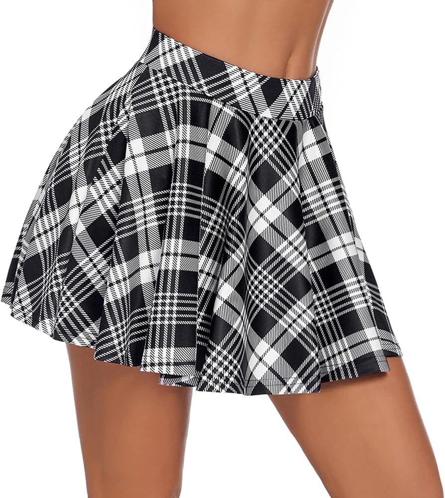 Avidlove Pleated Mini Skirt Plaid Skirts High Waist A Line Skater Skirt for Lingerie Schoolgirl | Amazon (US)