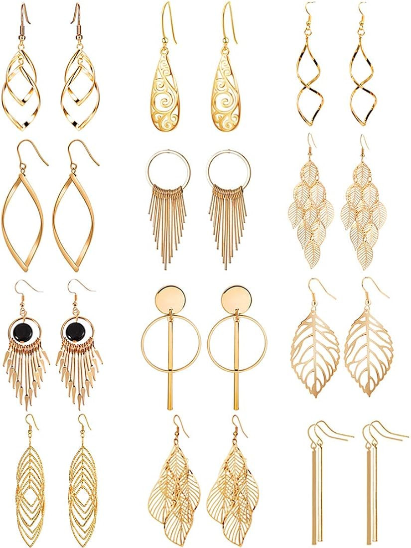 12 Pairs Drop Dangle Earrings boho Fashion Jewelry Vintage Statement Boho Bohemian Earrings Set for  | Amazon (US)