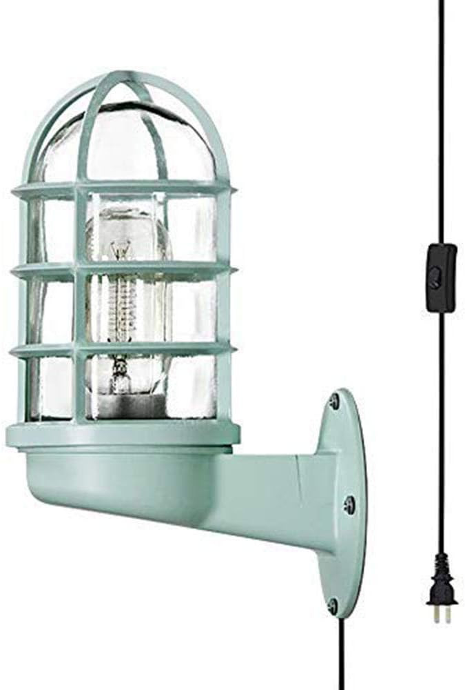 RUNNUP Industrial Plug in Adjustable Wall Sconce with Cord Mini Nautical Style Wall Light with Me... | Amazon (US)