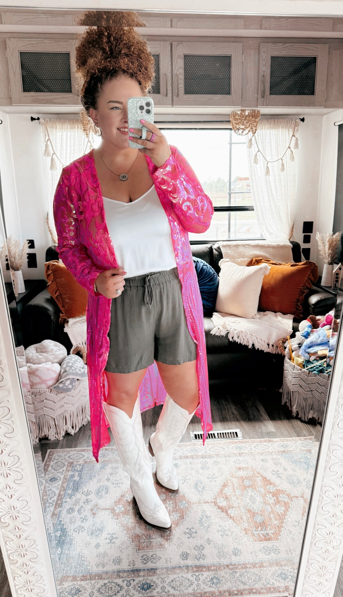 Concert outfit inspo ⚡️🪩🤍concert outfit | concert look | disco cowgirl | Nashville outfit | Nashville bachelorette look | Morgan wallen concert outfit | Taylor swift concert outfit | country concert outfit | western concert outfit | concert season | cowgirl boots | amazon cowgirl boots | white cowgirl boots | amazon white cowgirl boots | amazon boots | amazon finds | amazon fashion | amazon outfit | amazon look | amazon concert outfit | amazon concert finds | western concert outfit | western fashion | amazon western fashion | amazon western outfit | green shorts | amazon green shorts | wide leg shorts | amazon wide leg shorts | tank top | white tank top | amazon white tank top | amazon white silky tank top | kimono | pink kimono | amazon kimono 

#LTKMidsize #LTKSaleAlert #LTKStyleTip