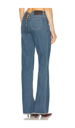 Samantha Lace Up Jeans in Indigo | Revolve Clothing (Global)