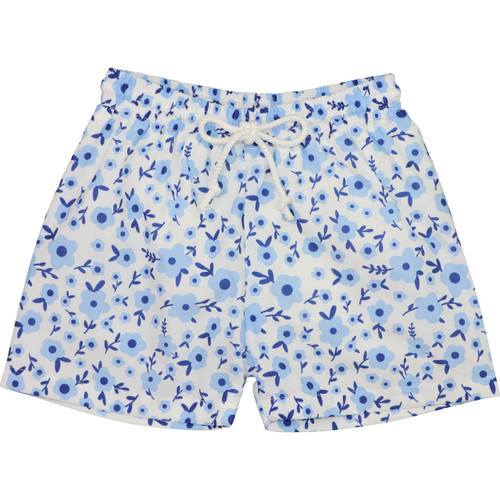 Navy And Blue Flower Print Swim Trunks | Cecil and Lou