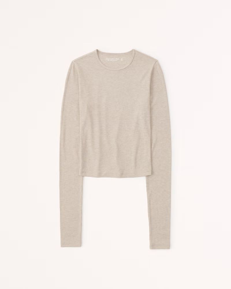 Women's Long-Sleeve Featherweight Rib Top | Women's Tops | Abercrombie.com | Abercrombie & Fitch (US)