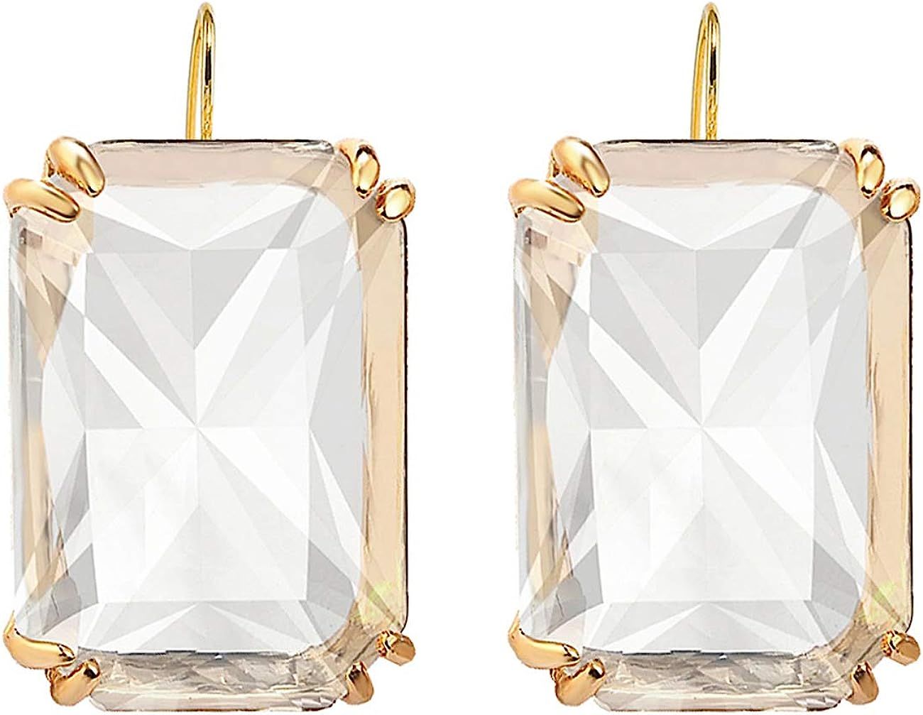 Square Transparent Glass Drop Earrings for Women Multicolor Trendy Geometric Dangle Earrings Mini... | Amazon (US)