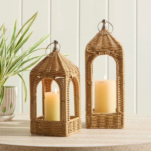 My Texas House Woven Rattan Lantern, 14.75 in. | Walmart (US)