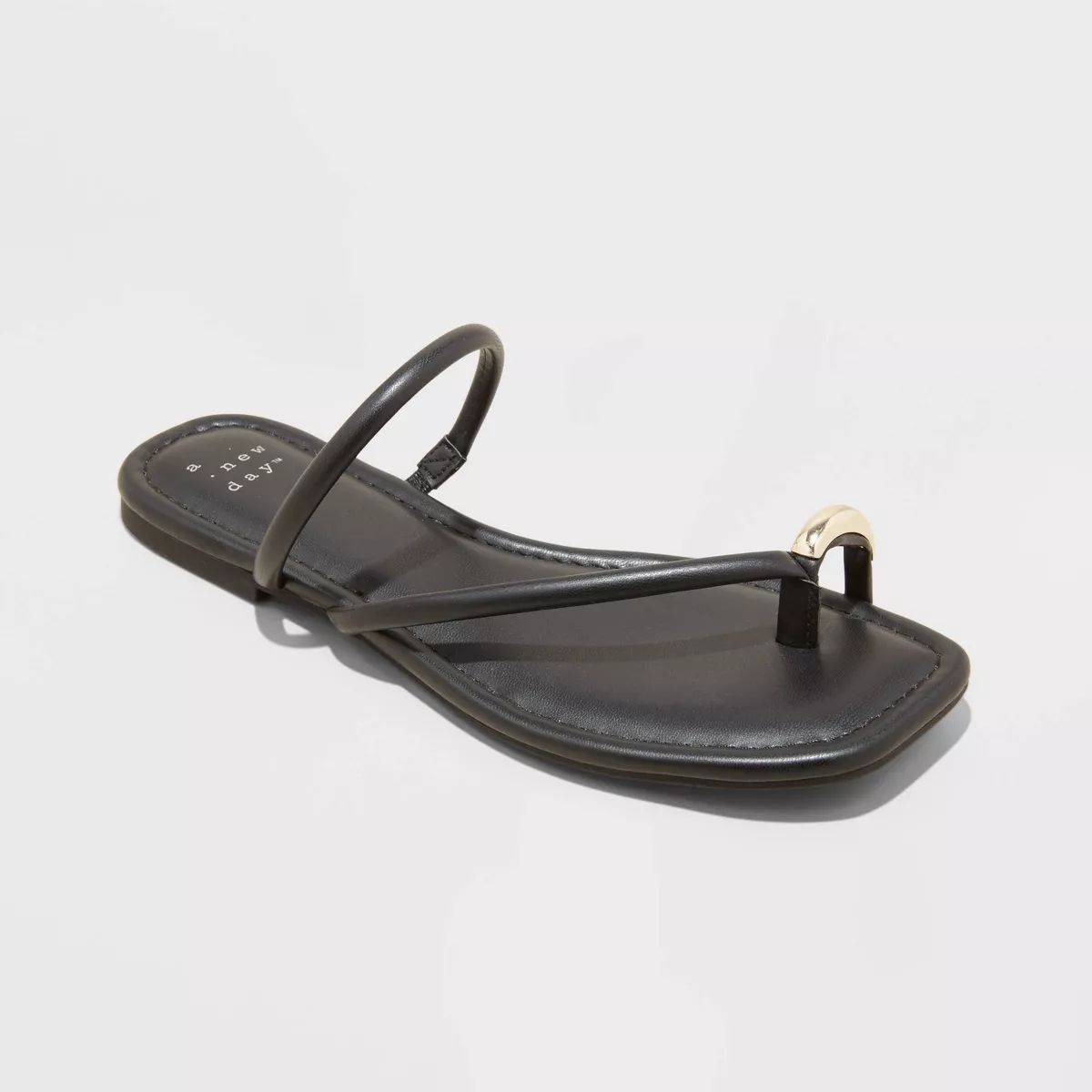 Women's Hanna Toe Ring Thong Sandals with Memory Foam Insole - A New Day™ Black 9.5 | Target