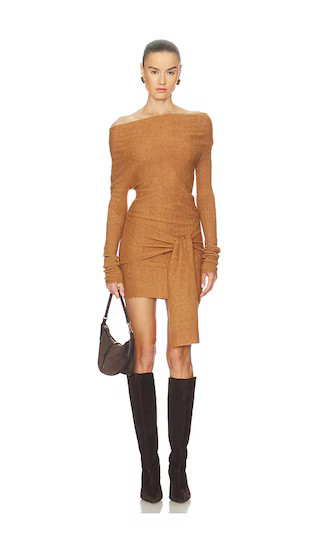 Leonie Off The Shoulder Dress in Camel | Revolve Clothing (Global)