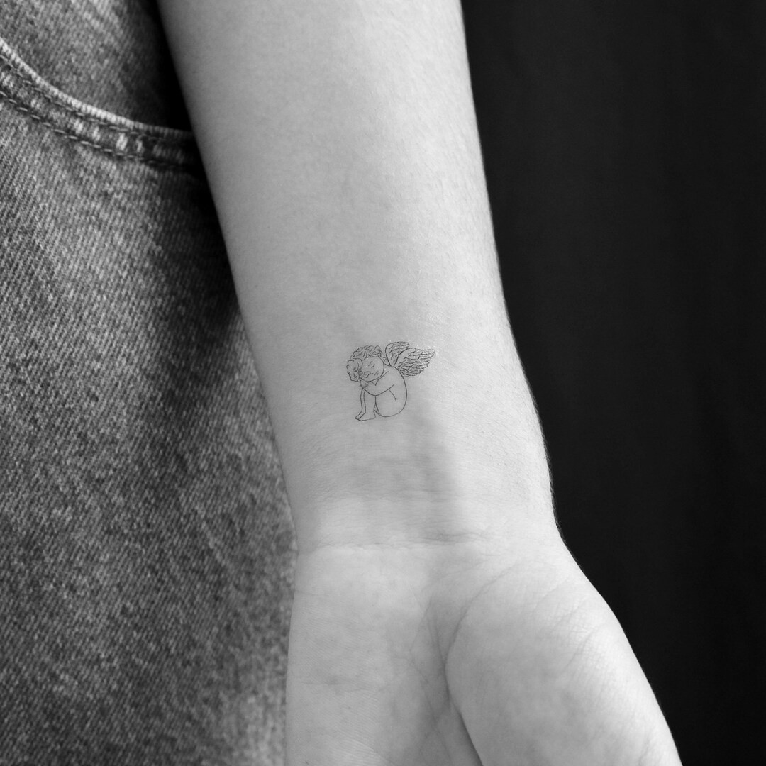 Sleepy Cherub Temporary Tattoo set of 3 - Etsy | Etsy (US)