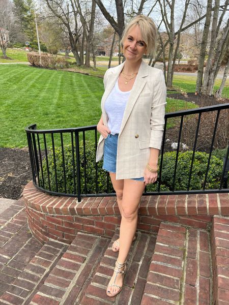 Blazer and jean shorts…. One of our favorite combos for spring!  And guys, these metallic sandals tho…

#LTKshoecrush #LTKSeasonal #LTKstyletip