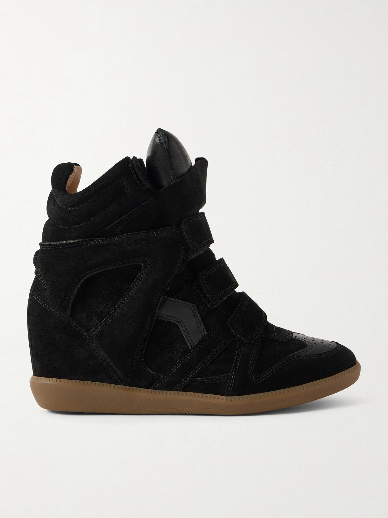 Isabel Marant - Bekett Leather-trimmed Suede High-top Wedge Sneakers - Black | NET-A-PORTER (US)