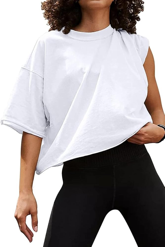 Carpetcom Oversized Workout Shirts for Women Short Sleeve Drop Shoulder Casual Crop Tops Baggy Gy... | Amazon (US)