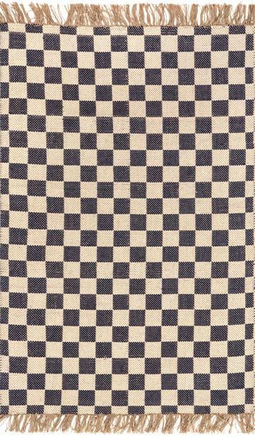 Grey Mazie Checkered Jute Area Rug | Rugs USA