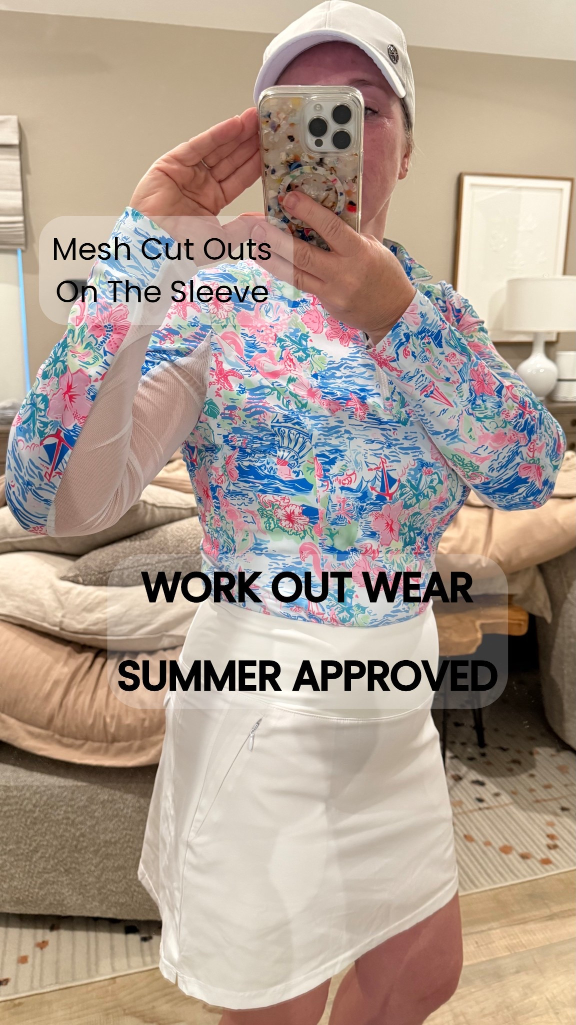 Such a cute top! Great for golf tennis just running around in your workout where. It’s great for sun protection, and it also keeps you cool in the hot summer because it has mesh on the underneath part of the sleeves.

#LTKdayinmylife #LTKootd