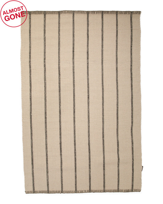 6x9 Wool Harlan Hand Woven Striped Whipstitch Trim Area Rug | TJ Maxx
