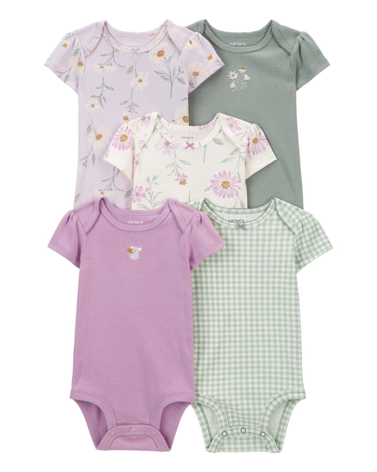Baby 5-Pack Floral Short-Sleeve Bodysuits | Carter's Inc