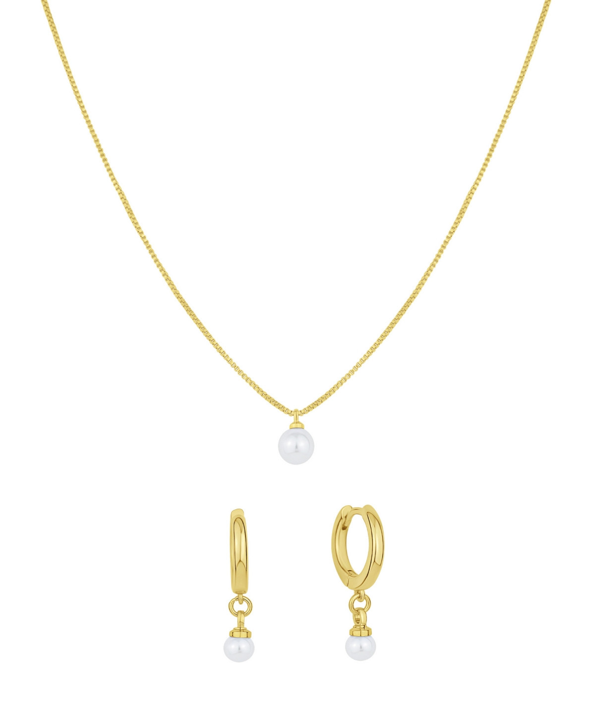 And Now This Imitation Pearl Hoop Earring and Necklace with Jewelry Box Set - Gold | Macy's