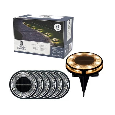 Member's Mark 6-Pack Matte Black LED Solar Disc Lights - 30 Lumens | Sam's Club