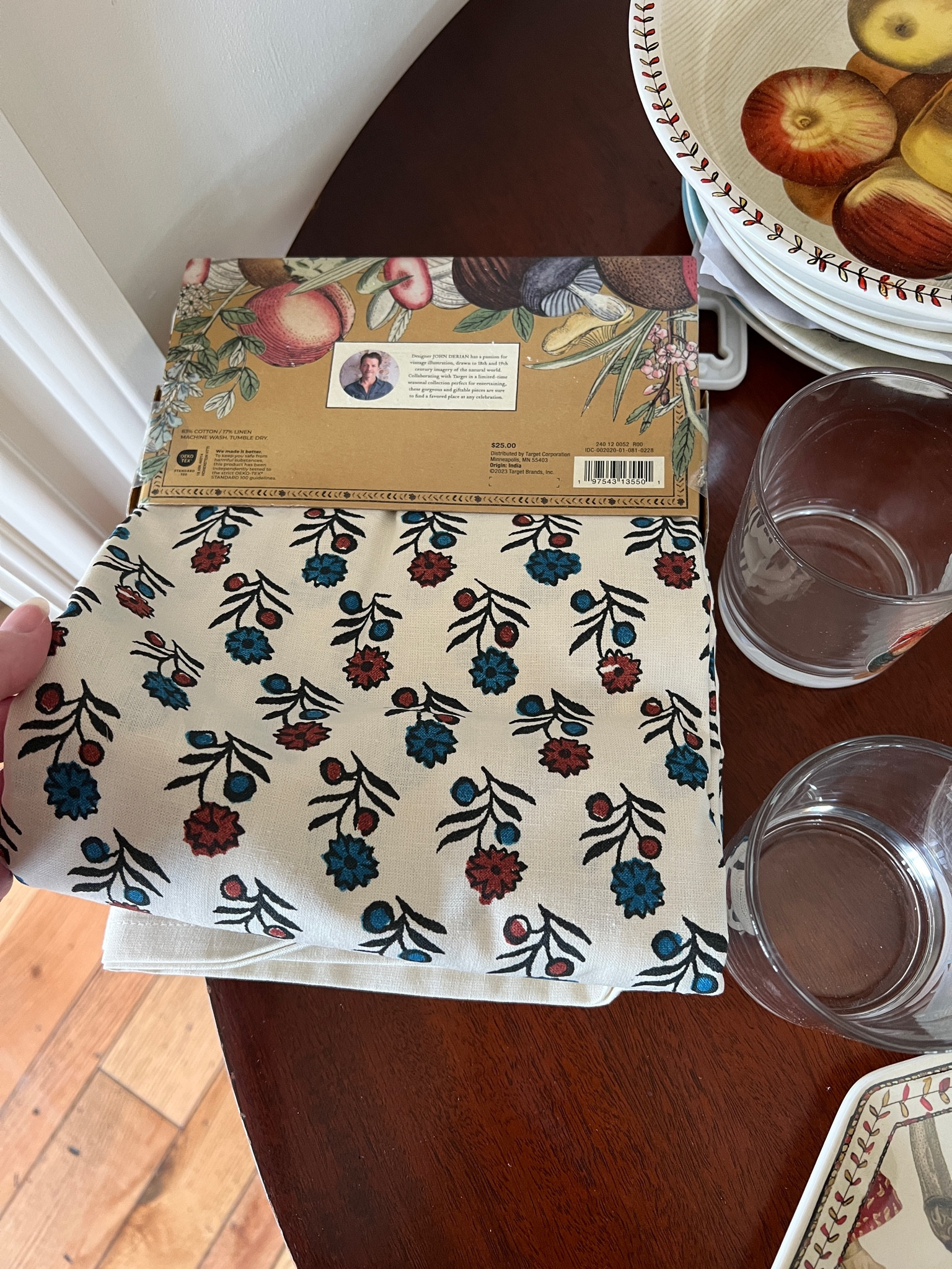 This block print style tablecloth is so cute in person! I love the colors. Perfect for fall and thanksgiving, but honestly I think it could work year round. Target and John Derian 

#LTKhome #LTKHoliday #LTKSeasonal