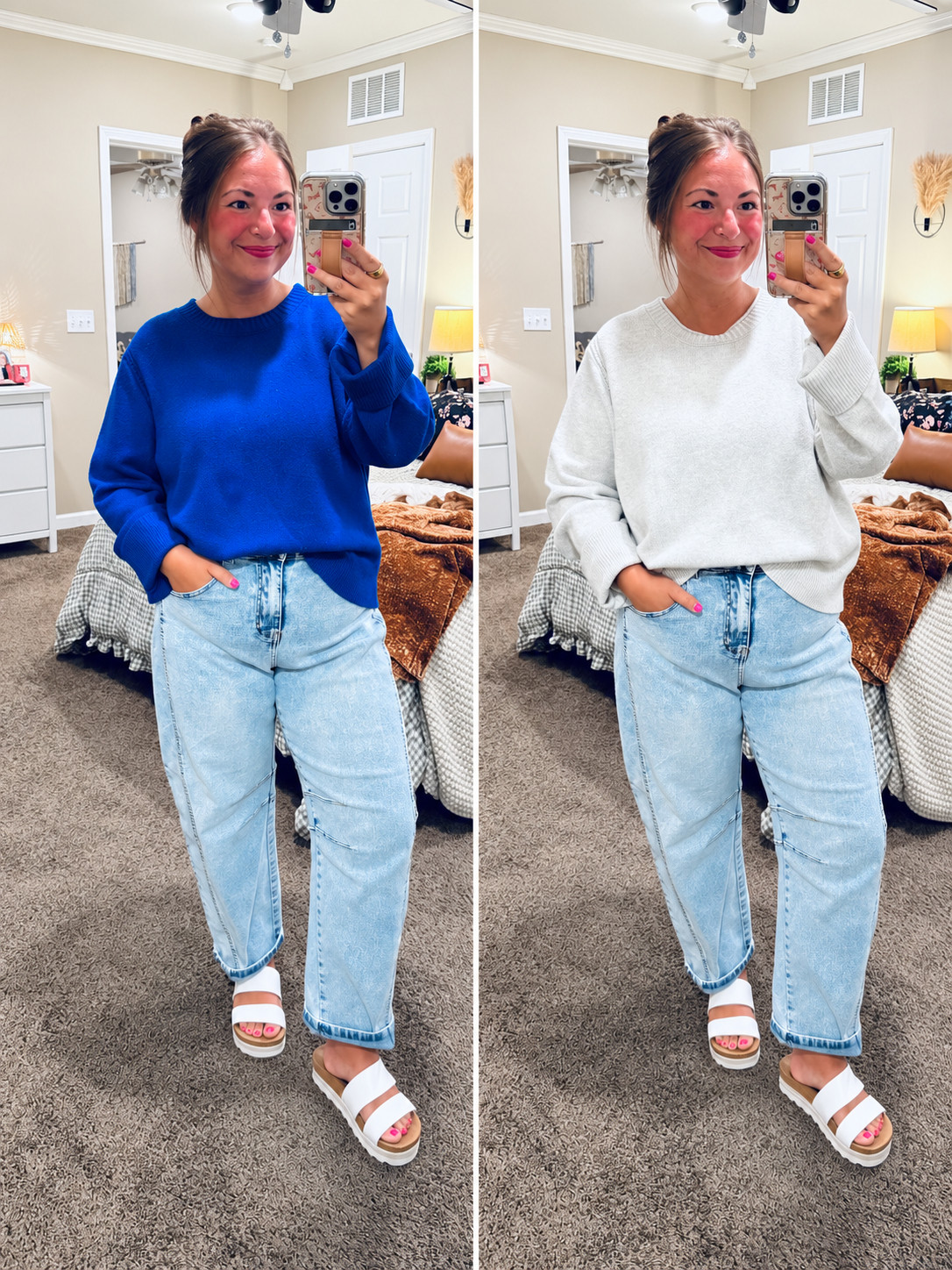 Cozy Walmart sweaters for under $20! 💙 Go bold in blue or keep it neutral in grey—both pair so well with jeans for a comfy classroom look. Which color would you choose?

#LTKootd #LTKMidsize #LTKWorkwear