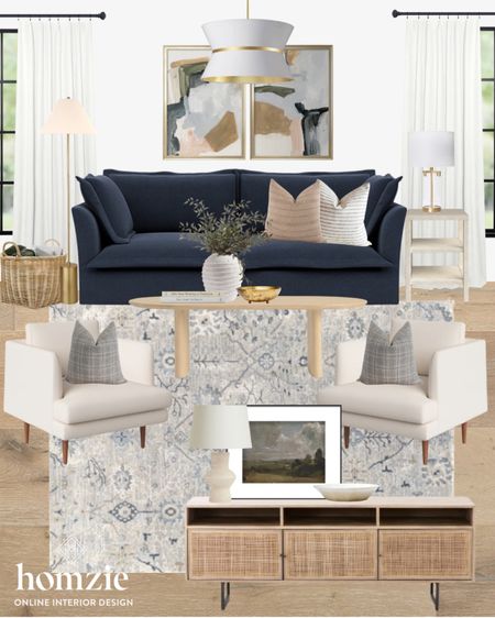 Loving the blues and navy colors in this living room design! 

#LTKSeasonal #LTKhome #LTKFind