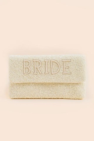 Bride Pearl Beaded Foldover Clutch  - francesca's | Francesca's
