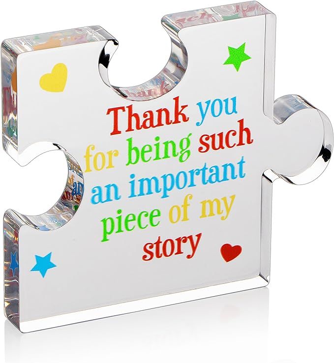 Teacher Appreciation Gifts for Women, Men - Thank You Engraved Acrylic Block Puzzle 4.1 x 3.5 inc... | Amazon (US)