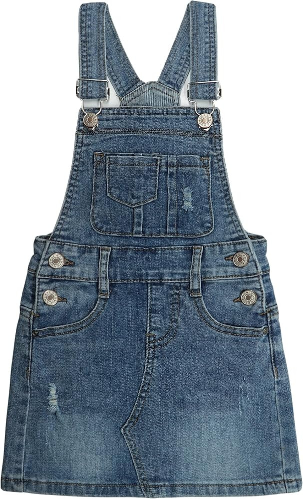 KIDSCOOL SPACE Baby Little Girls Skirt,Ripped Soft Strechy Denim Girls Summer Overalls Dress | Amazon (US)