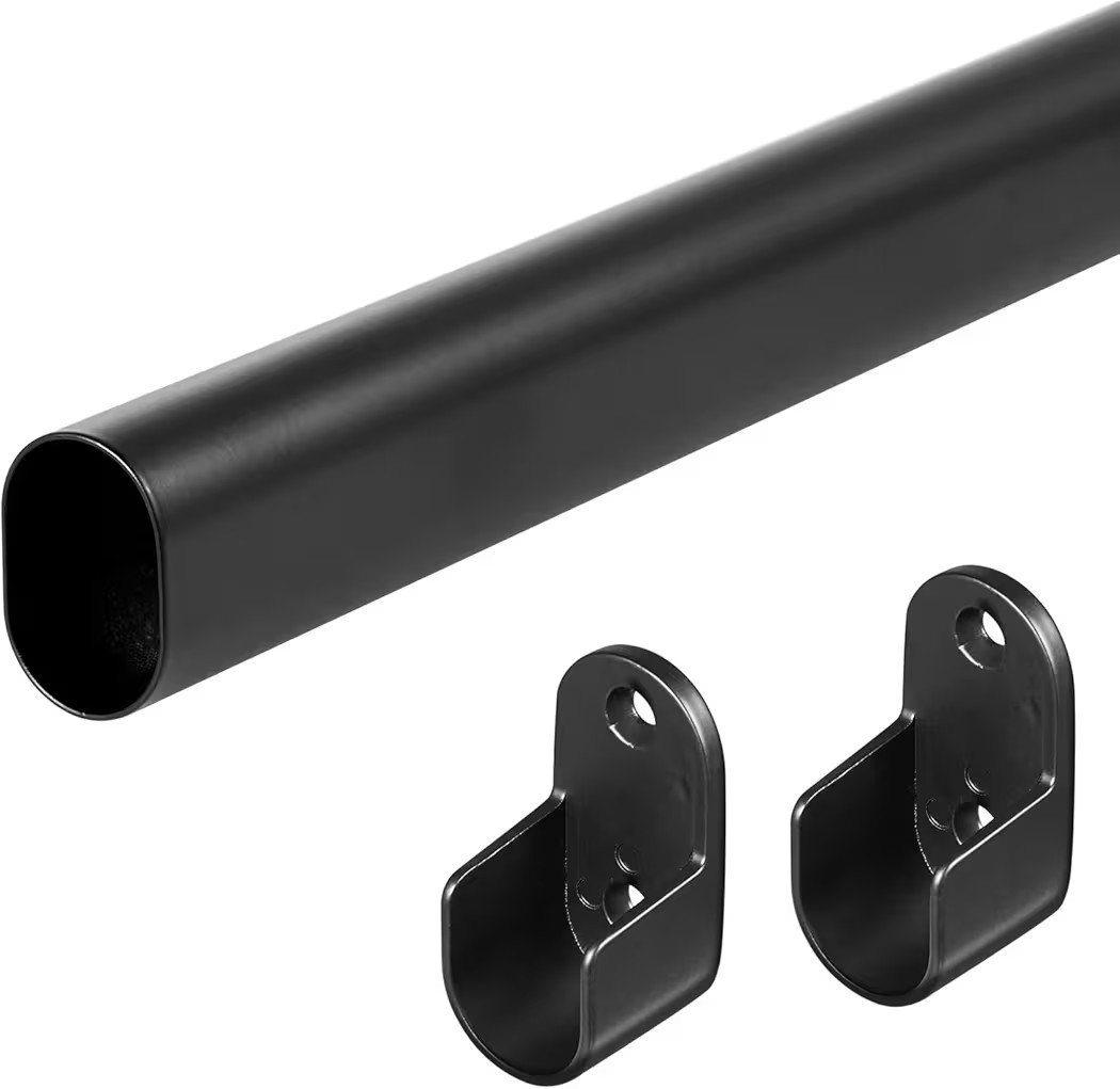 Oval Closet Rod for Hanging Clothes Adjustable Closet Rods 18 to 40 Inch Heavy Duty Black Poles B... | Amazon (US)
