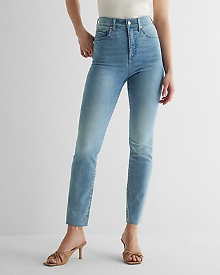 Super High Waisted Light Wash '90s Slim Jeans | Express