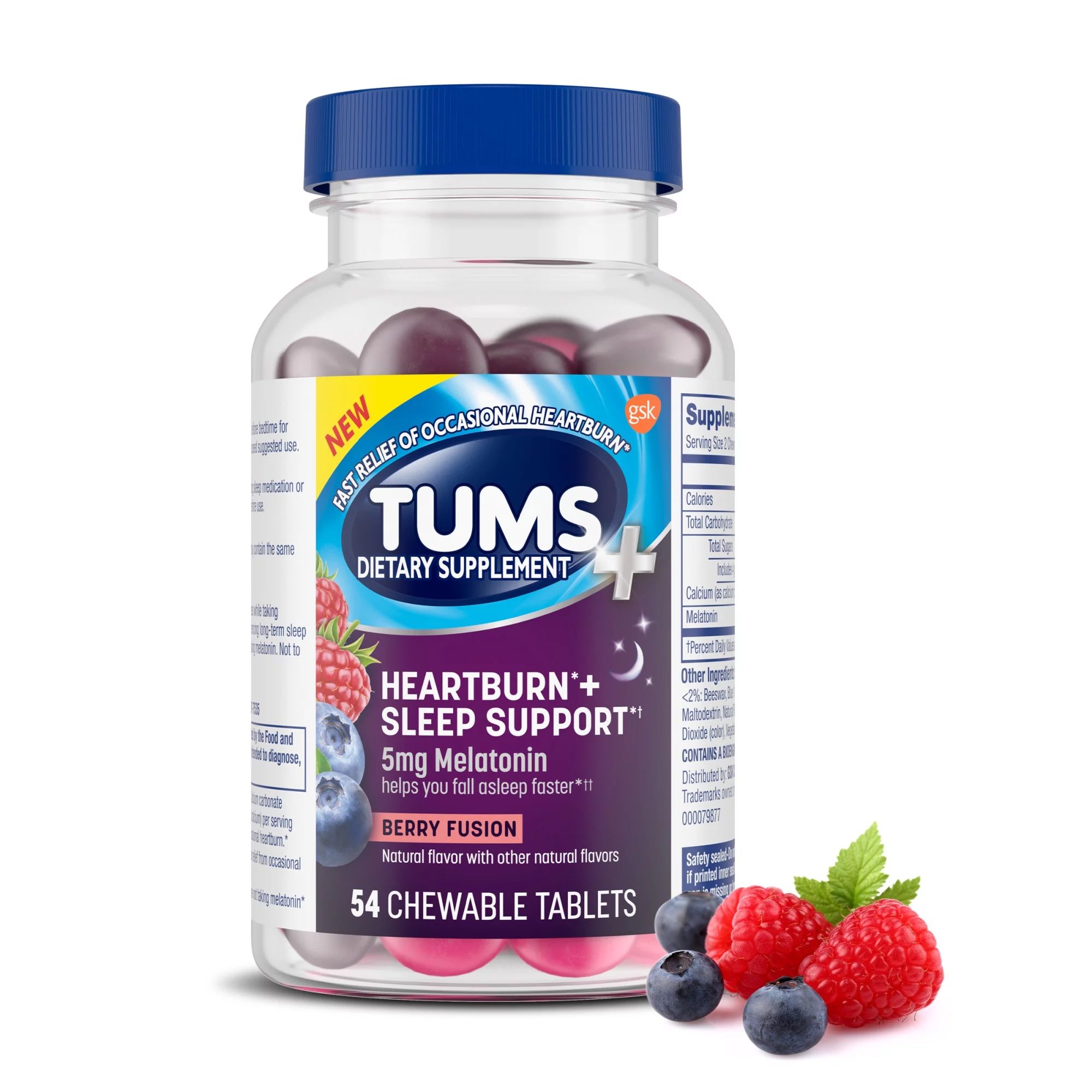 Tums+ Chewable Dietary Supplement Tablets (Chews) With Melatonin Provides Occasional Heartburn Re... | Walmart (US)
