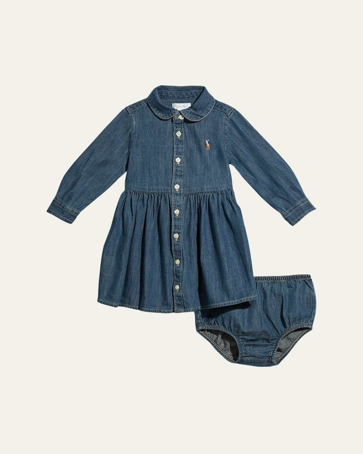 Girl's Belted Fit-and-Flare Denim Shirtdress, Size 3M-24M | Bergdorf Goodman
