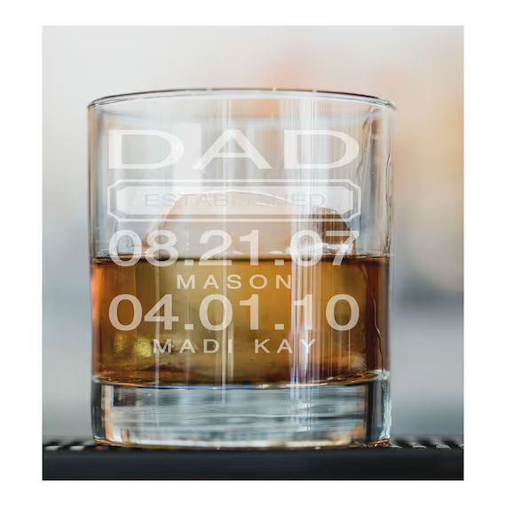 Personalized Whiskey Glass Gift for Dad Father's Day Gift from Daughter Gift from Son Established... | Etsy (US)