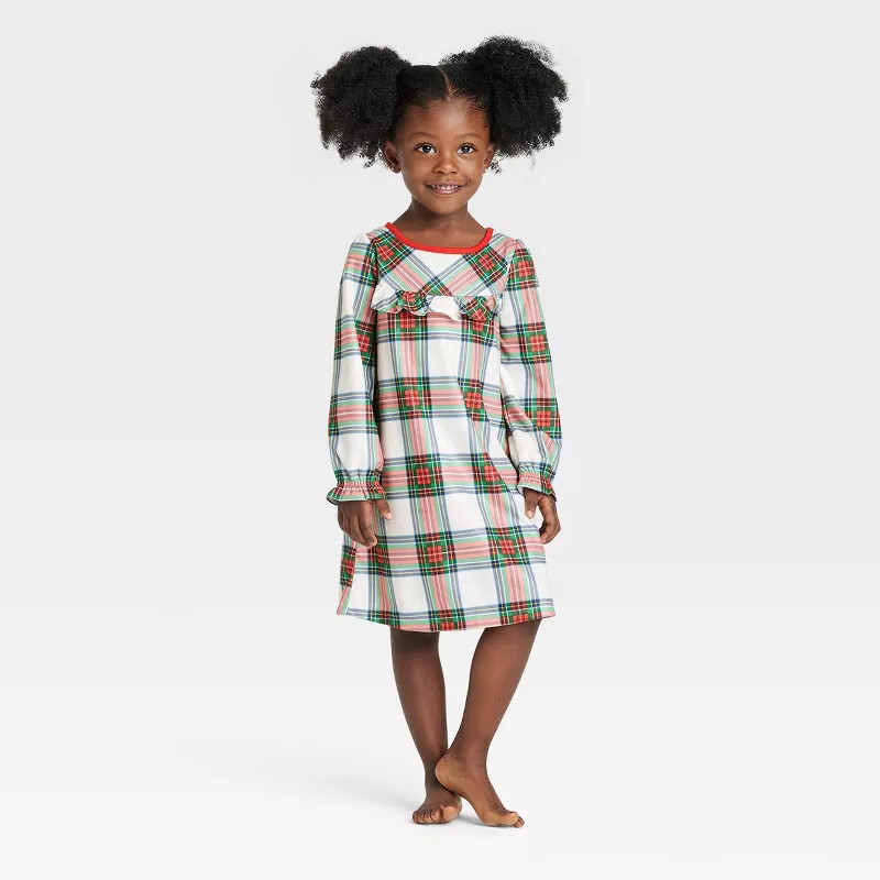 Toddler Holiday Tartan Plaid Flannel Matching Family Pajama NightGown - Wondershop™ Cream | Target