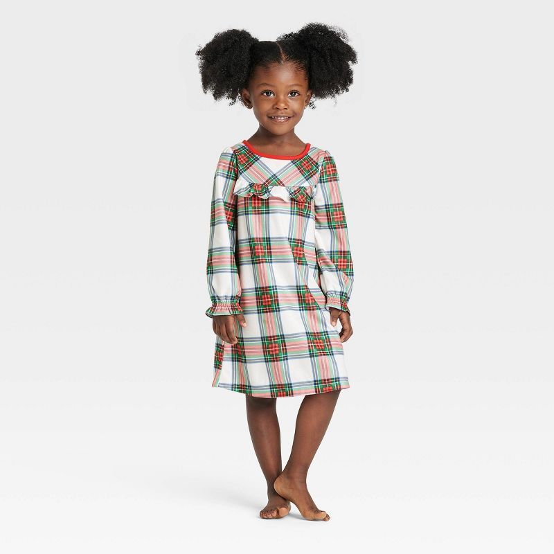 Toddler Holiday Tartan Plaid Matching Family Pajama NightGown - Wondershop™ Cream | Target