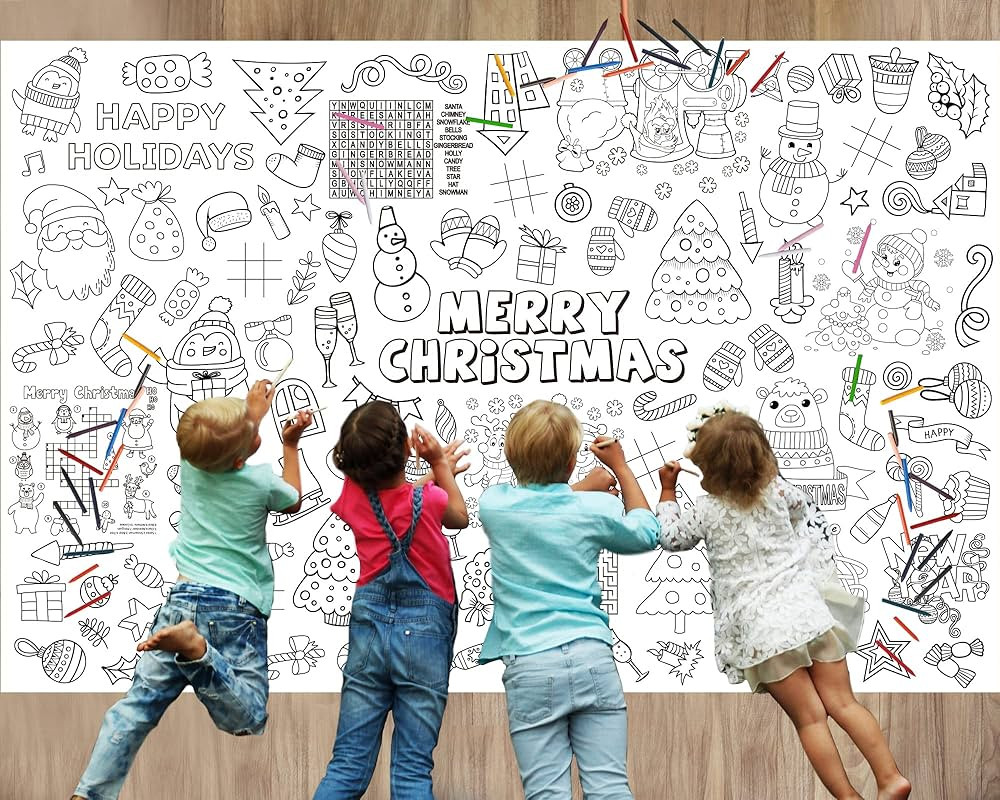 82”x 54”Christmas Giant Coloring Tablecloth Posters Washable and Reusable Crafts Activity for... | Amazon (US)