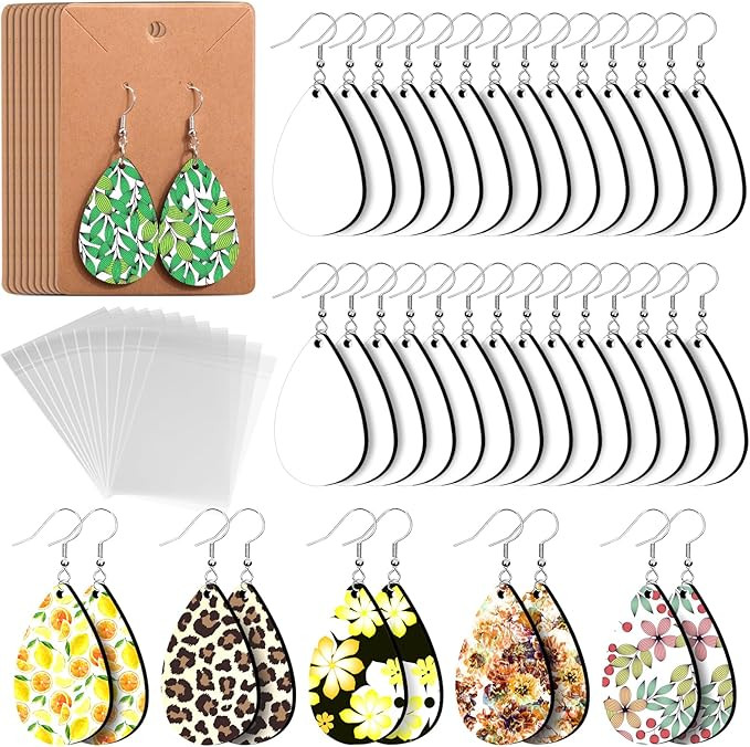 Palksky 50pcs Sublimation Blanks Products - Sublimation Earring Blanks with Earring Hooks and Jum... | Amazon (US)