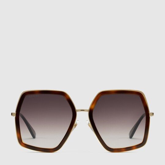 Oversize square-frame metal sunglasses | Gucci (US)