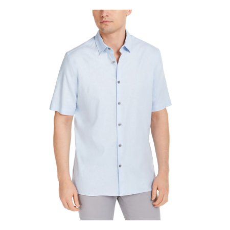 ALFANI Mens Light Blue Short Sleeve Button Down Casual Shirt XXL | Walmart (US)