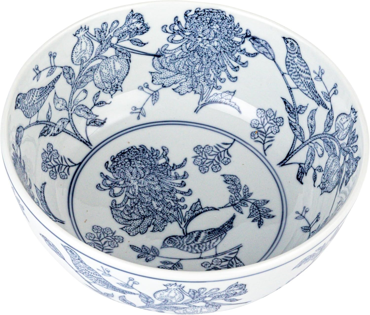 Creative Co-Op Aviary Garden Stoneware Bowl, Blue and White | Amazon (US)