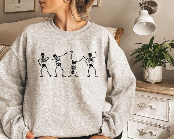 Dancing Skeleton Sweatshirt, Halloween Sweatshirt for Women, Skeleton Shirt | Etsy (US)