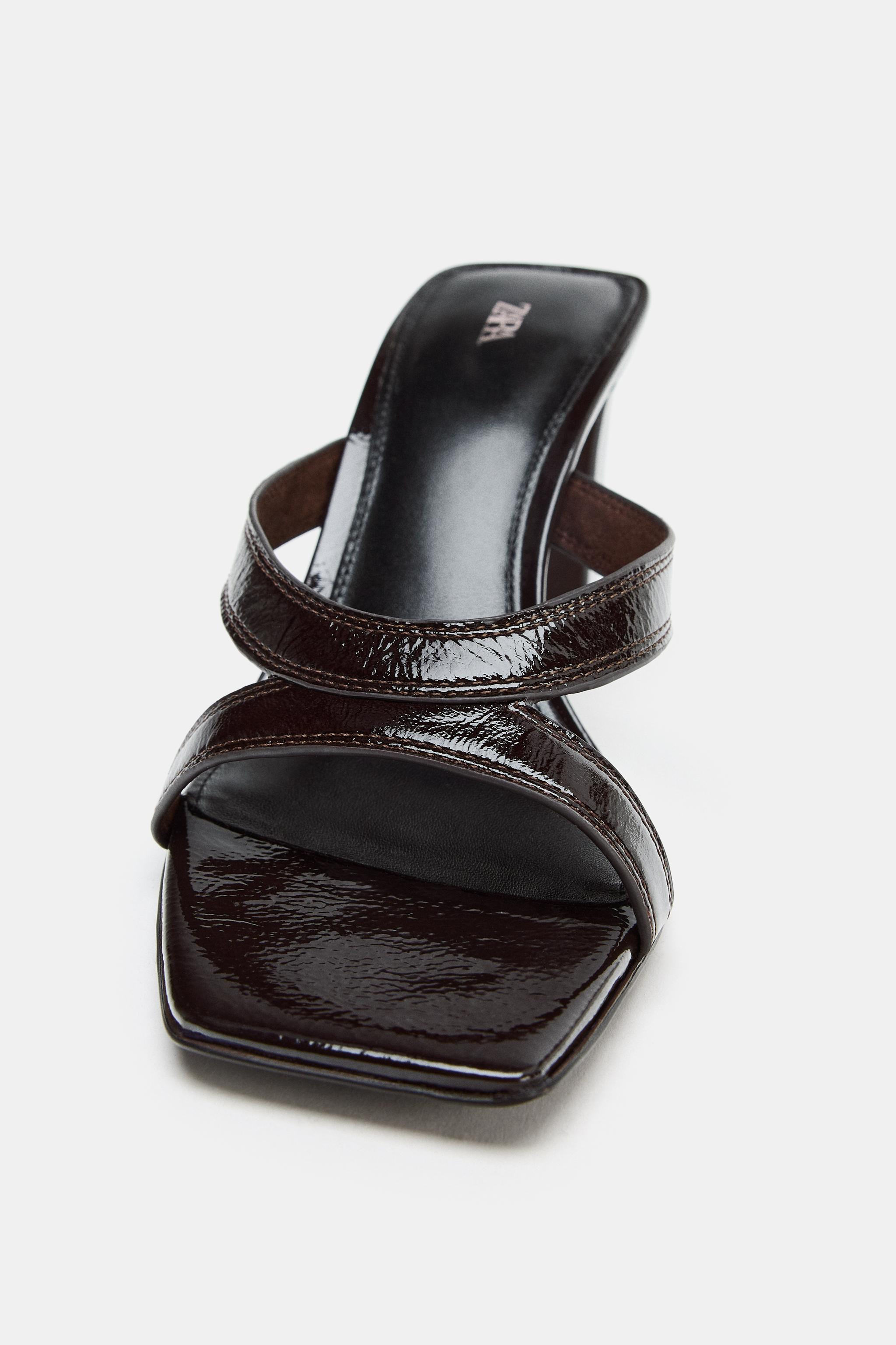 LEATHER STRAPPY HEELS | Zara Canada