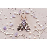 Pink Moth Beaded Brooch Handmade Insect Embroidery Art Glass Pin | Etsy (US)