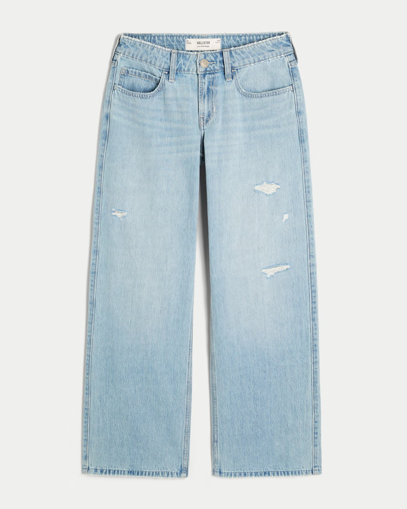 Women's Low-Rise Distressed Light Wash Baggy Jeans from Hollister | Hollister (US)