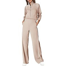 SENSERISE Womens Jumpsuits Casual Long Sleeve Jumpsuit Mock Neck Wide Leg Pants Fall Outfits with... | Amazon (US)