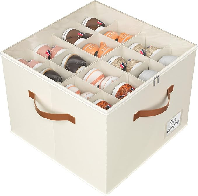 Storivo Shoe Organiser - Shoe Storage Organiser Box with Zipable Clear Cover, Adjustable Dividers... | Amazon (UK)